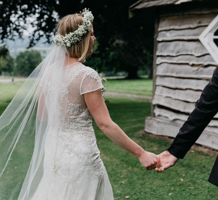 Outdoor Wedding Ceremony At Hatch House With A Botanical Theme Bride In David's Bridal Gown & Images From Siobhan Amy Photography & Film