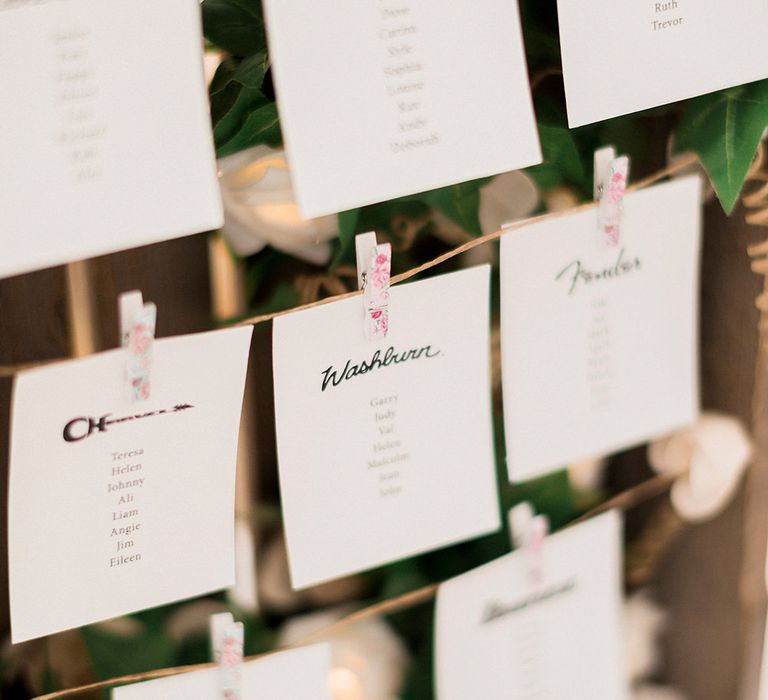 Rustic Crate Table Plan | Lantern Filled Marquee Reception | Romantic Pastel Wedding at Prested Hall, Essex | Kathryn Hopkins Photography | Sugar Lens Productions