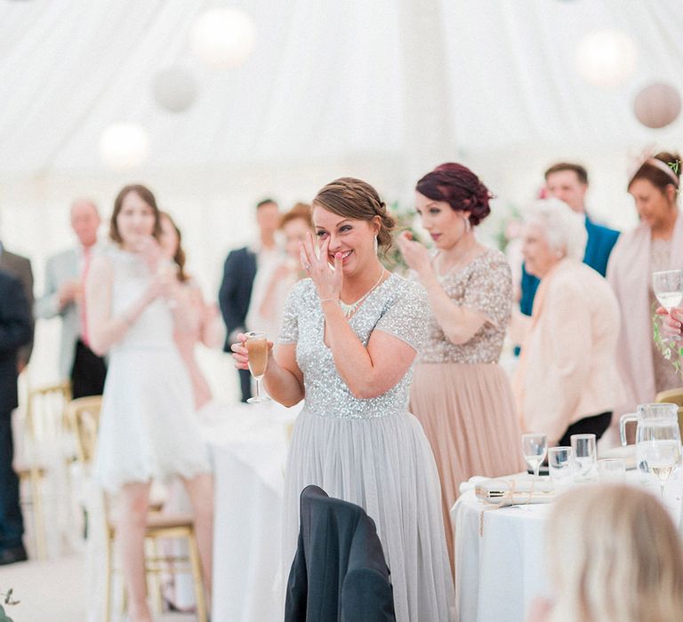 Lantern Filled Marquee Reception | Romantic Pastel Wedding at Prested Hall, Essex | Kathryn Hopkins Photography | Sugar Lens Productions