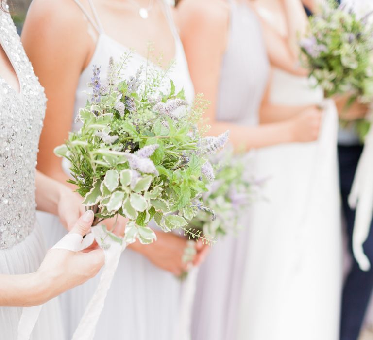 Almonry Barn Exclusive Hire Wedding Venue In Somerset With Pastel Flowers & Fairy Lights Images From Bowtie and Belle Photography With Bride In Wtoo By Watters