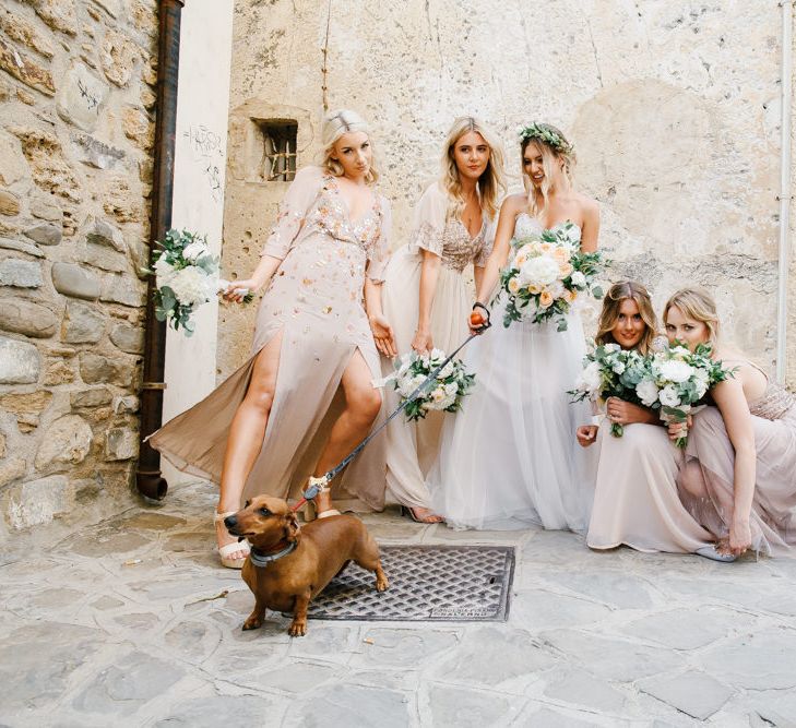 Bridesmaids in Different Embellished Bridesmaid Dresses | Bride in Watters Gown | Chris Barber Photography