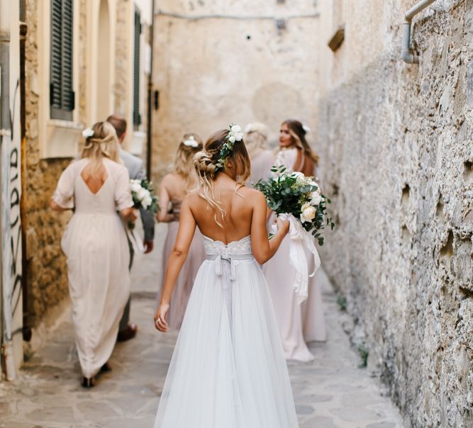 Bride in Watters Gown | Bridesmaids in Different Embellished Bridesmaid Dresses | Chris Barber Photography