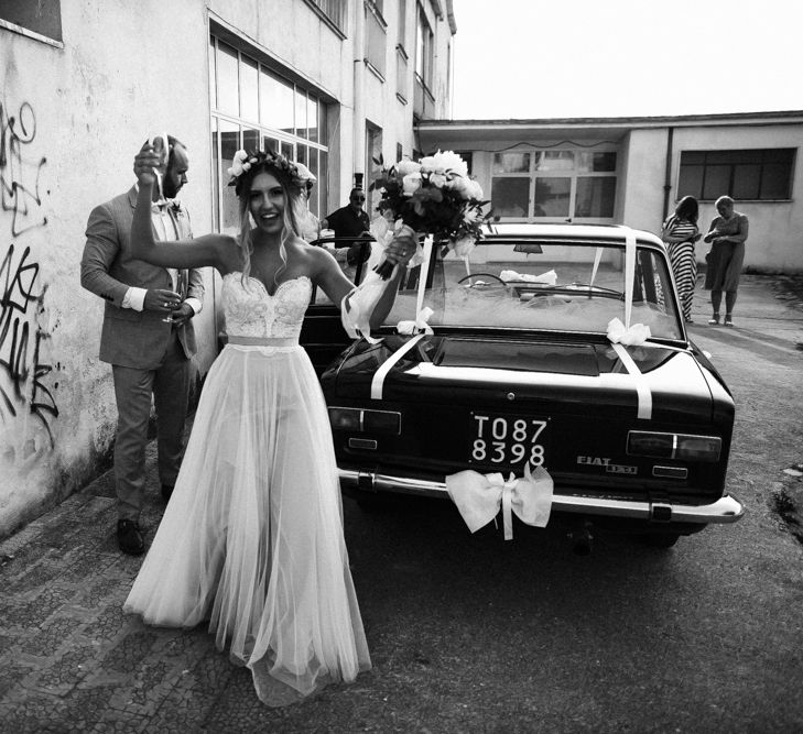 Bride in Watters Gown | Groom in Grey Reiss Suit | Chris Barber Photography