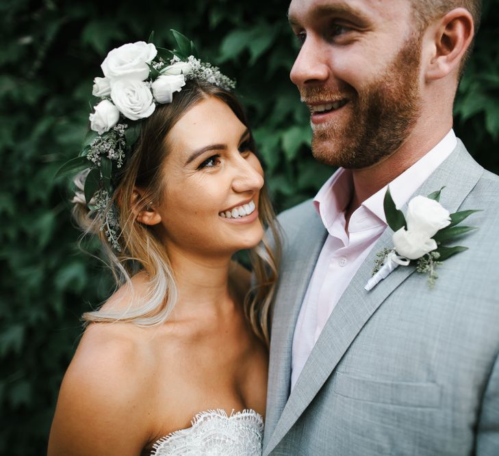 Bride in Watters Gown | Groom in Grey Reiss Suit | Chris Barber Photography