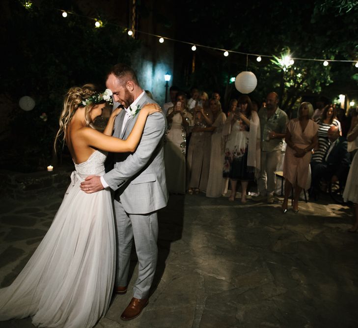 Bride in Watters Gown | Groom in Grey Reiss Suit | Chris Barber Photography