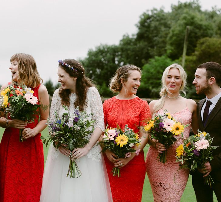 Bridesmaids in Bright Mis-Match Dresses