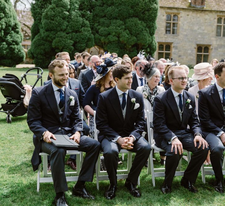 Groomsmen in Moss Bros Suits | Elegant Notley Abbey Wedding | Natalie J Weddings Photography