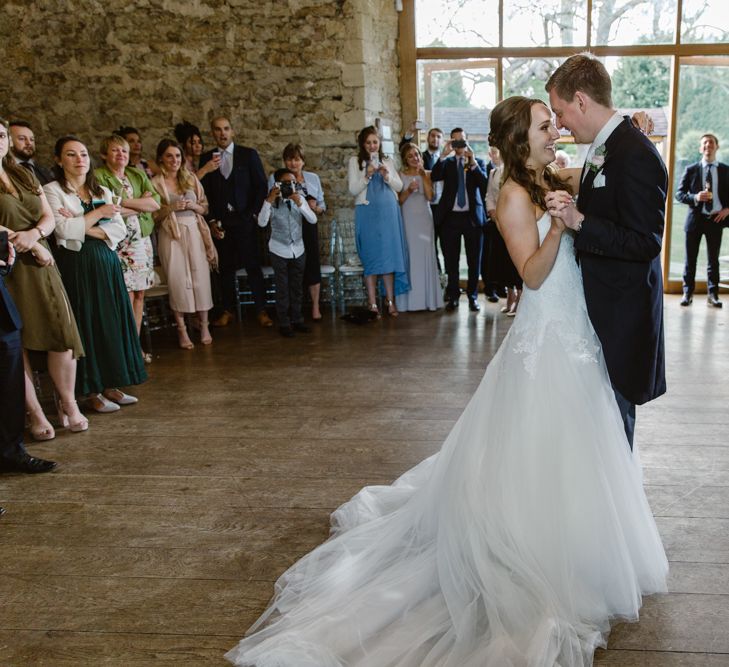 Bride in Pronovias Gown | Groom in Moss Bros Suit | Elegant Notley Abbey Wedding | Natalie J Weddings Photography