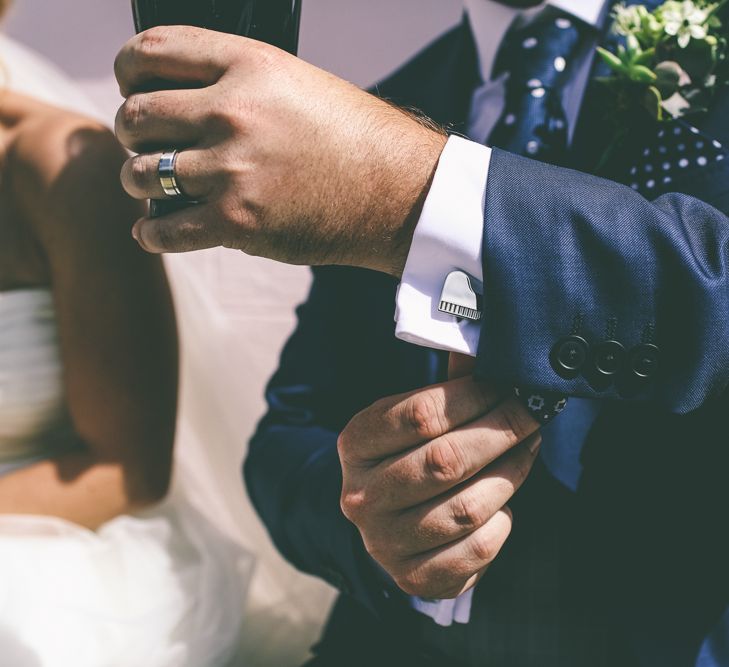 Silver Piano Cufflinks For Groom