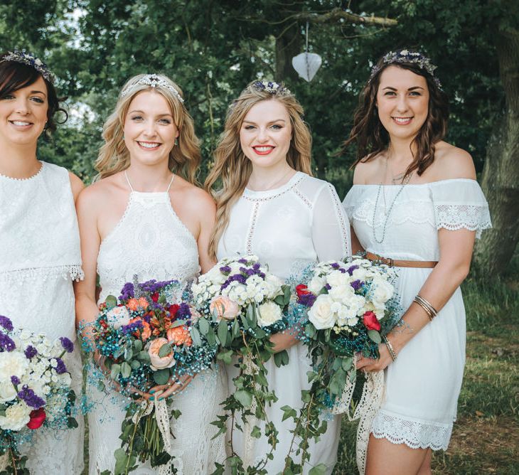 All White Bridal Party