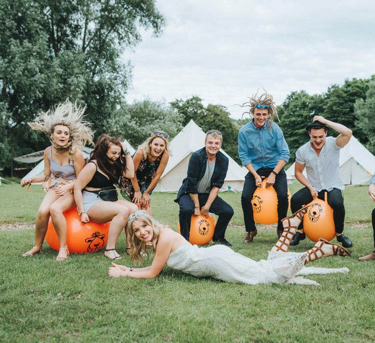 Wedding Guests on Space Hoppers