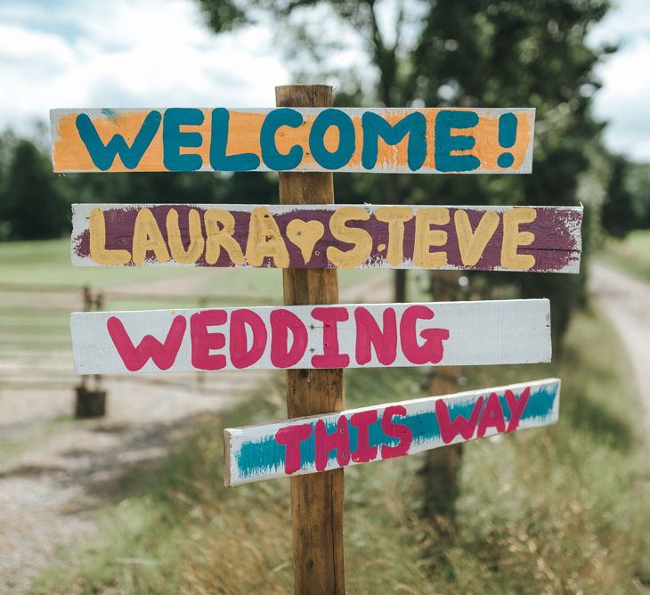 Colourful Rustic Wedding Sign