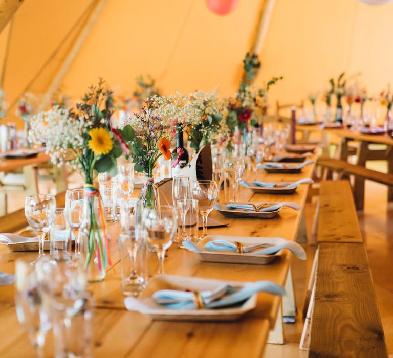 Colourful Rustic Tipi Reception