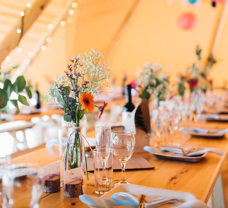 Colourful Rustic Tipi Reception