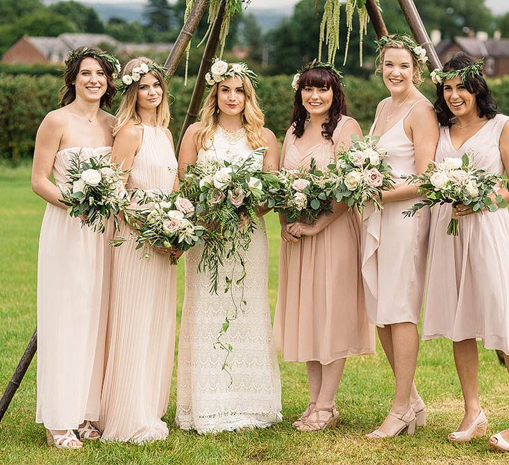 Bridesmaids in Mis-Match Pink Dresses from the Highstreet