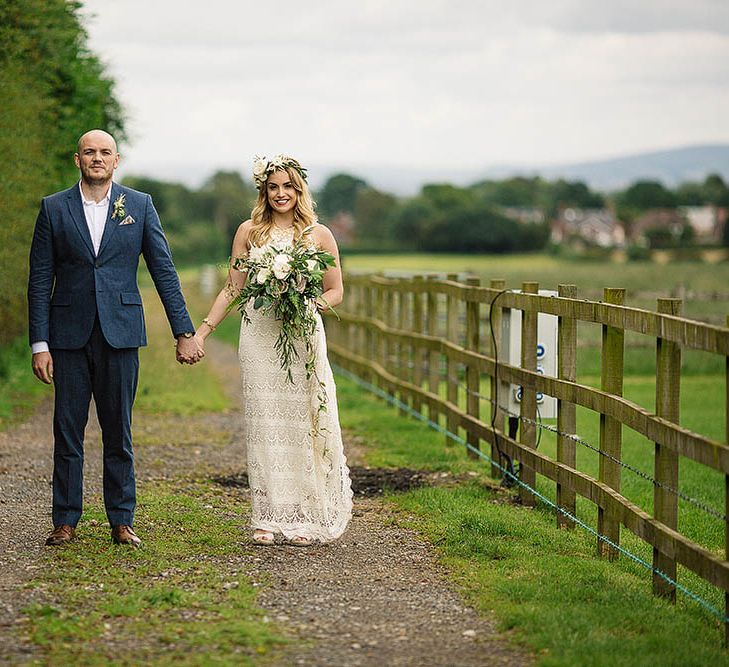 Bride & Groom Country Lane Portrait