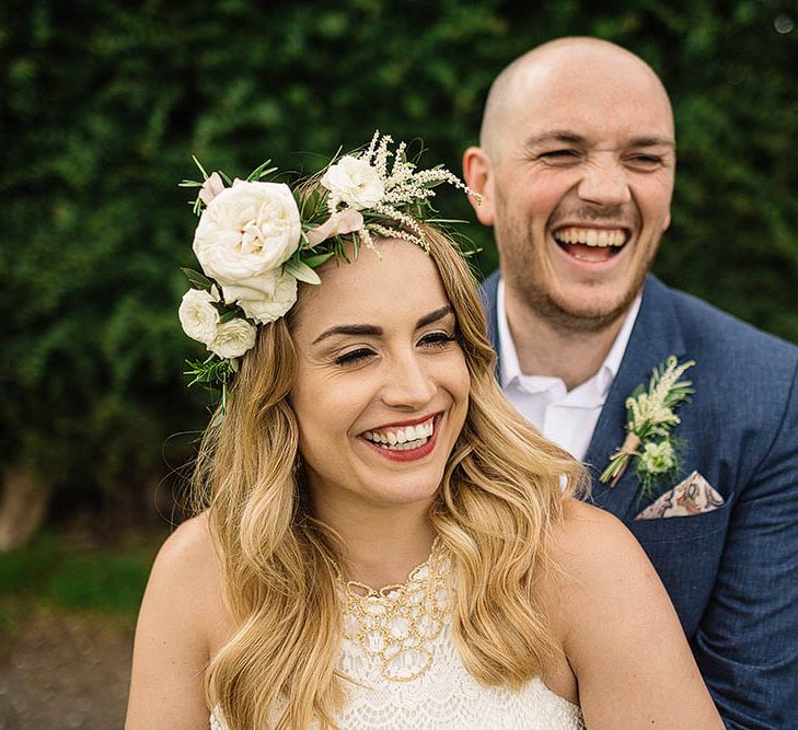 Bride & Groom Portrait | Flower Crown