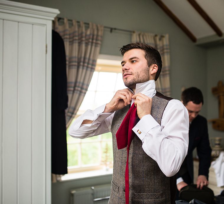 Groom in Peter Posh Suit | Autumn Rustic Wedding at Curradine Barns | Jo Hastings Photography