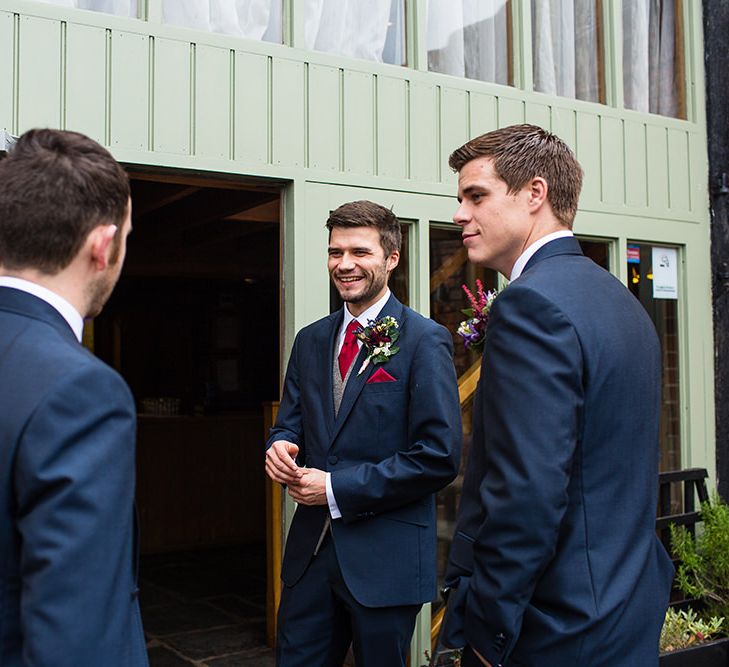 Groomsmen in Peter Posh Suit | Autumn Rustic Wedding at Curradine Barns | Jo Hastings Photography