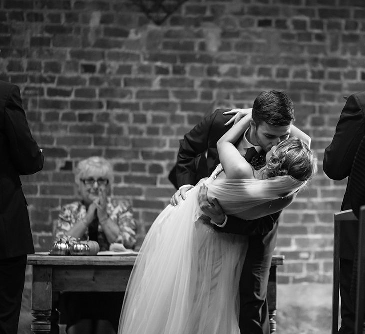 First Dance | Bride in Sottero & Midgely Emsley Gown | Groom in Peter Posh Suit | Autumn Rustic Wedding at Curradine Barns | Jo Hastings Photography