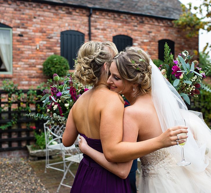 Bride in Sottero & Midgely Emsley Gown | Bridesmaid in Mori Lee Dress | Autumn Rustic Wedding at Curradine Barns | Jo Hastings Photography