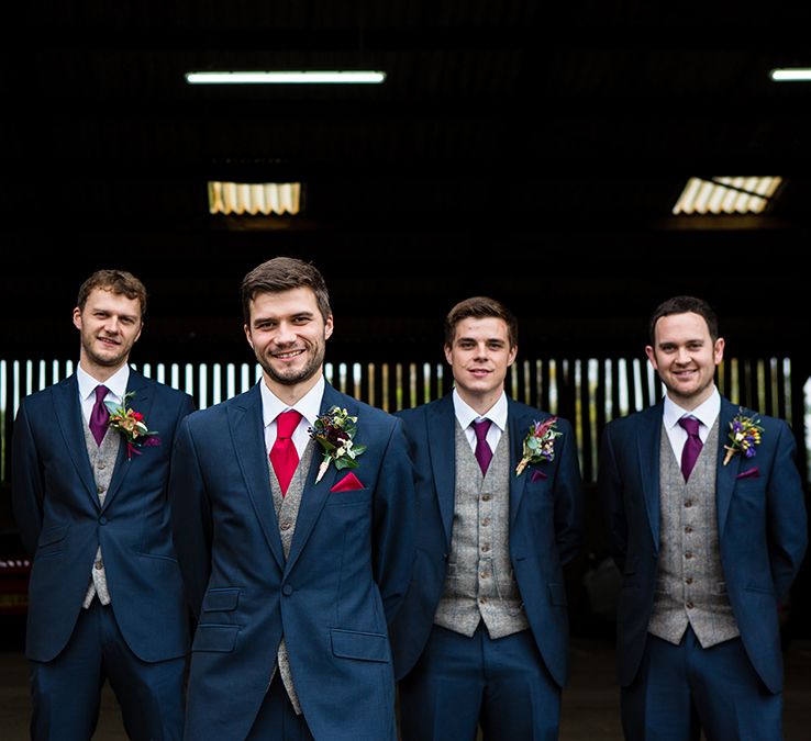 Groomsmen in Peter Posh Suit | Autumn Rustic Wedding at Curradine Barns | Jo Hastings Photography