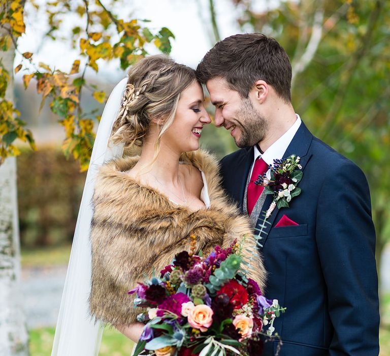 Bride in Sottero & Midgely Emsley Gown | Groom in Peter Posh Suit | Autumn Rustic Wedding at Curradine Barns | Jo Hastings Photography