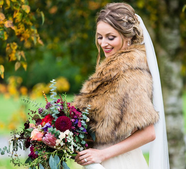 Bride in Sottero & Midgely Emsley Gown | Autumn Rustic Wedding at Curradine Barns | Jo Hastings Photography