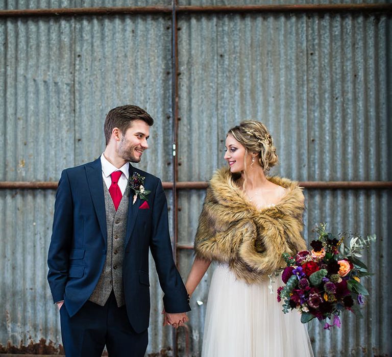 Bride in Sottero & Midgely Emsley Gown | Groom in Peter Posh Suit | Autumn Rustic Wedding at Curradine Barns | Jo Hastings Photography