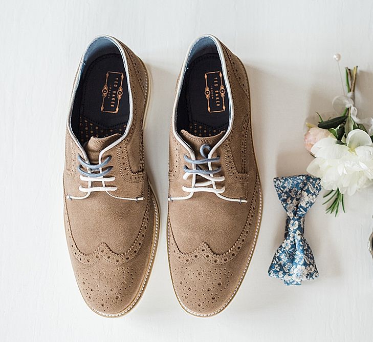 Grooms Accessories | Ted Baker Shoes | Mrs Bowtie Tie | Hugo Boss Watch | Marble, Copper & Greenery Wedding at Cripps Barn Cotswolds | Summer Lily Studio Photography