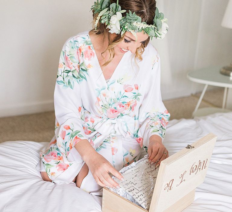 Wedding Morning Bridal Preparations | Flower Crown & Pastel Bouquet | Marble, Copper & Greenery Wedding at Cripps Barn Cotswolds | Summer Lily Studio Photography