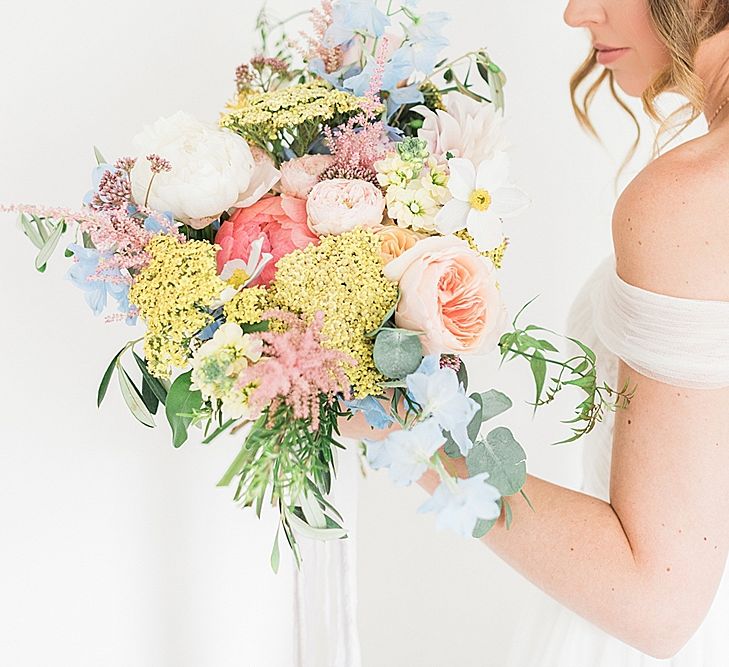 Pastel Bridal Bouquet | Marble, Copper & Greenery Wedding at Cripps Barn Cotswolds | Summer Lily Studio Photography