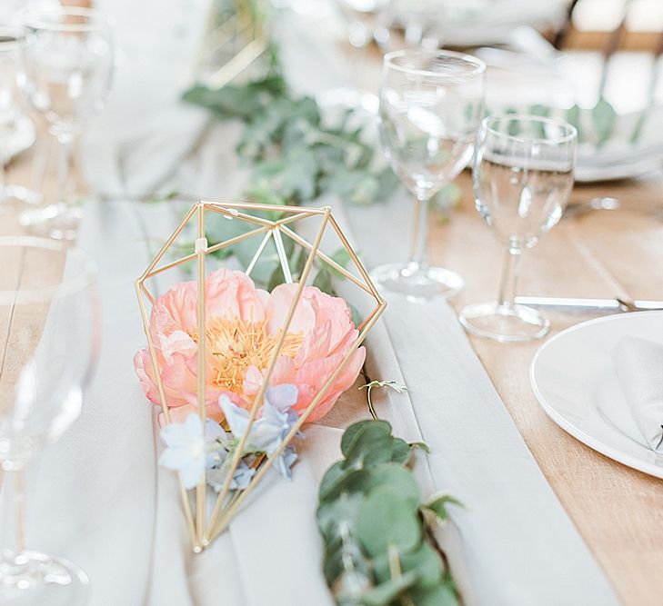 Geometric Terrarium Centrepiece | Marble, Copper & Greenery Wedding at Cripps Barn Cotswolds | Summer Lily Studio Photography