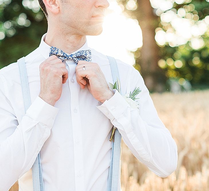 Groom in ASOS Suit & Mrs Bowtie Tie | Marble, Copper & Greenery Wedding at Cripps Barn Cotswolds | Summer Lily Studio Photography