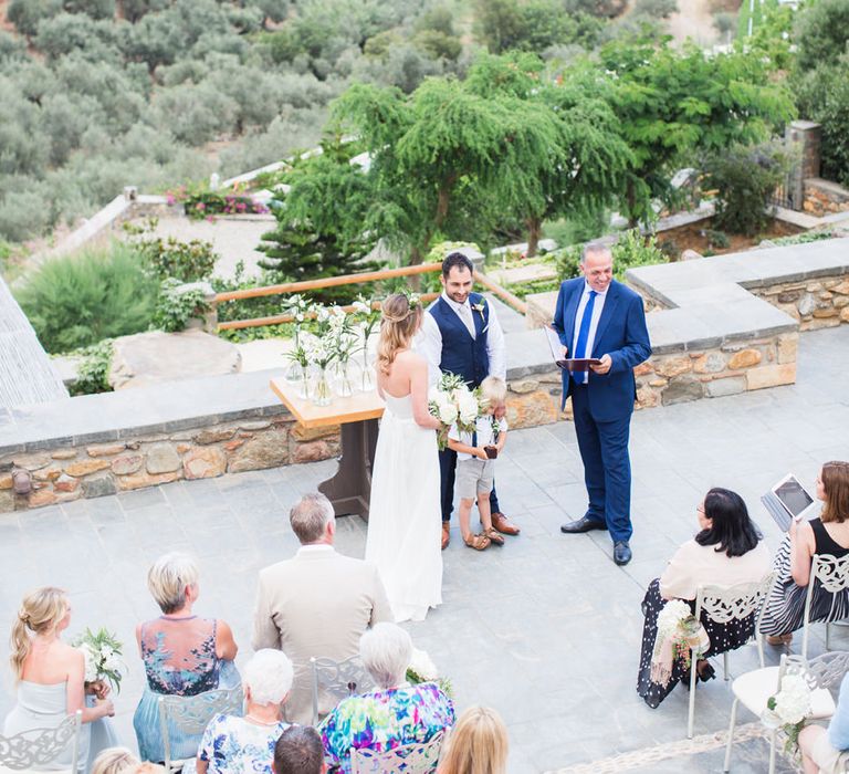 Wedding Cermeony | Intimate Outdoor Destination Wedding at Kinsterna Hotel & Spa in Greece | Cecelina Photography