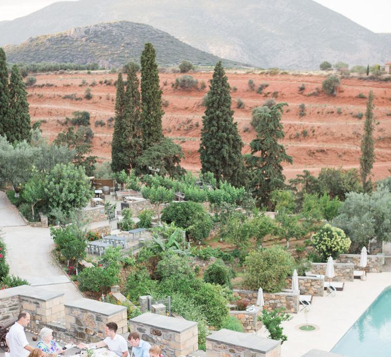 Table Scape | Intimate Outdoor Destination Wedding at Kinsterna Hotel & Spa in Greece | Cecelina Photography