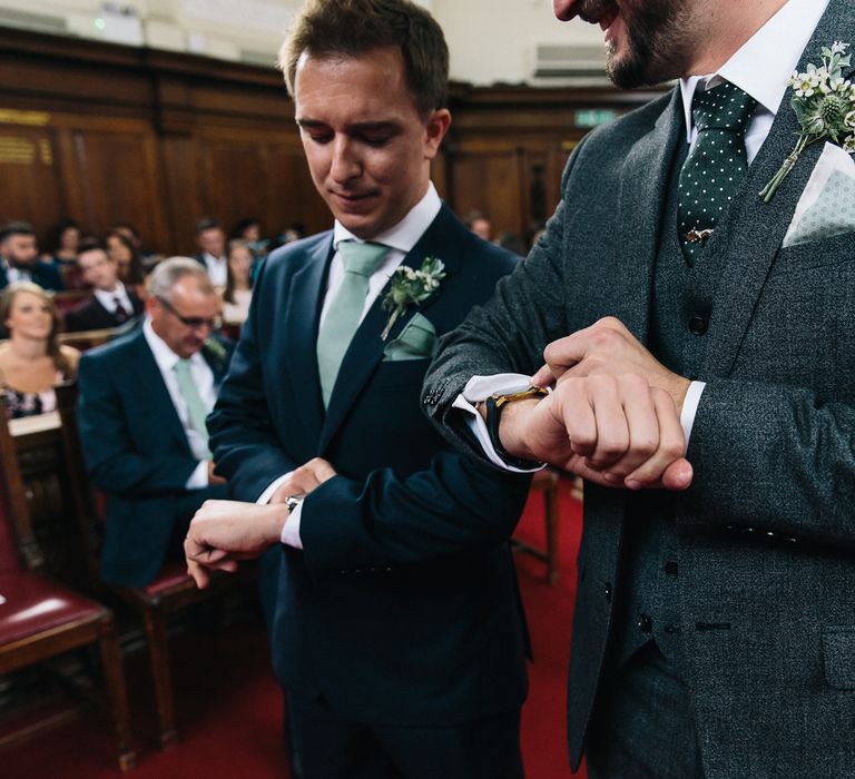 Wedding Ceremony | Bride in Alice Temperley Bluebell Gown | Groom in Reiss Suit | Stylish London Wedding | Eclection Photography