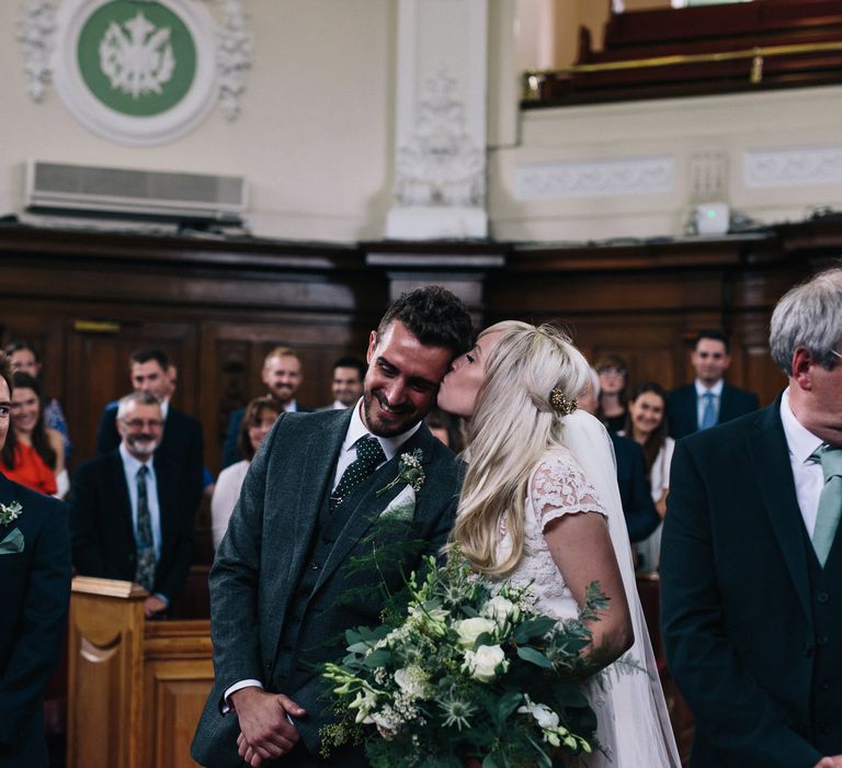 Ceremony | Bride in Alice Temperley Bluebell Gown | Groom in Reiss Suit | Stylish London Wedding | Eclection Photography