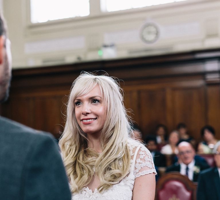 Bride in Alice Temperley Bluebell Gown | Groom in Reiss Suit | Stylish London Wedding | Eclection Photography