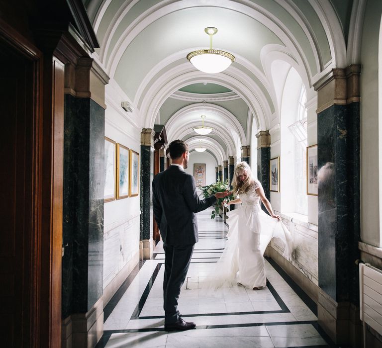 Bride in Alice Temperley Bluebell Gown | Groom in Reiss Suit | Stylish London Wedding | Eclection Photography