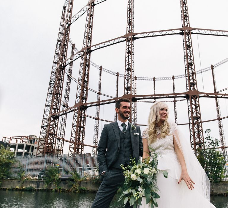 Bride in Alice Temperley Bluebell Gown | Groom in Reiss Suit | Stylish London Wedding | Eclection Photography