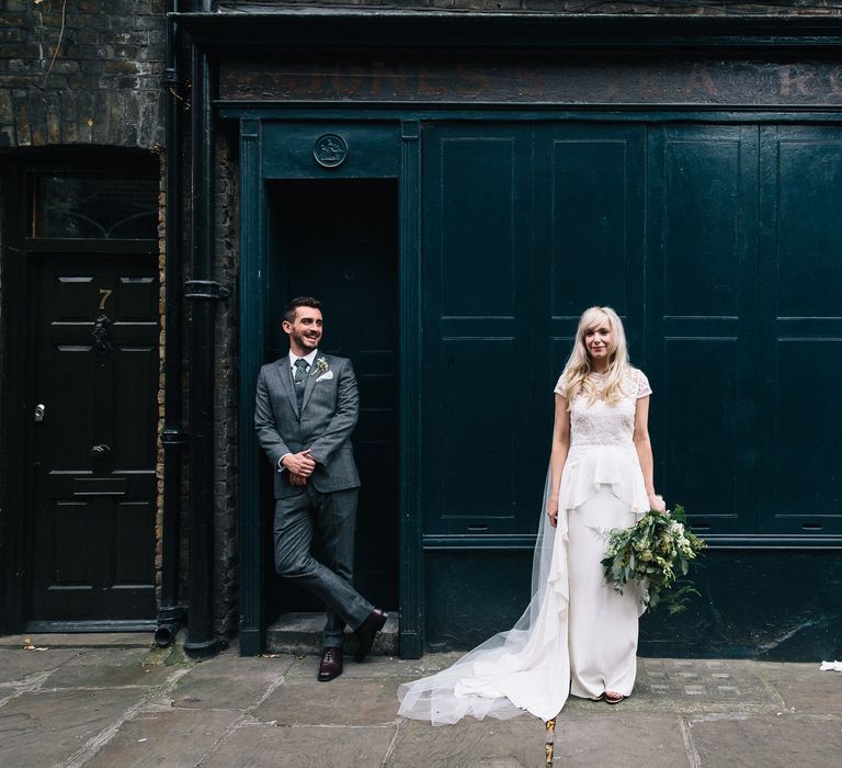 Bride in Alice Temperley Bluebell Gown | Groom in Reiss Suit | Stylish London Wedding | Eclection Photography