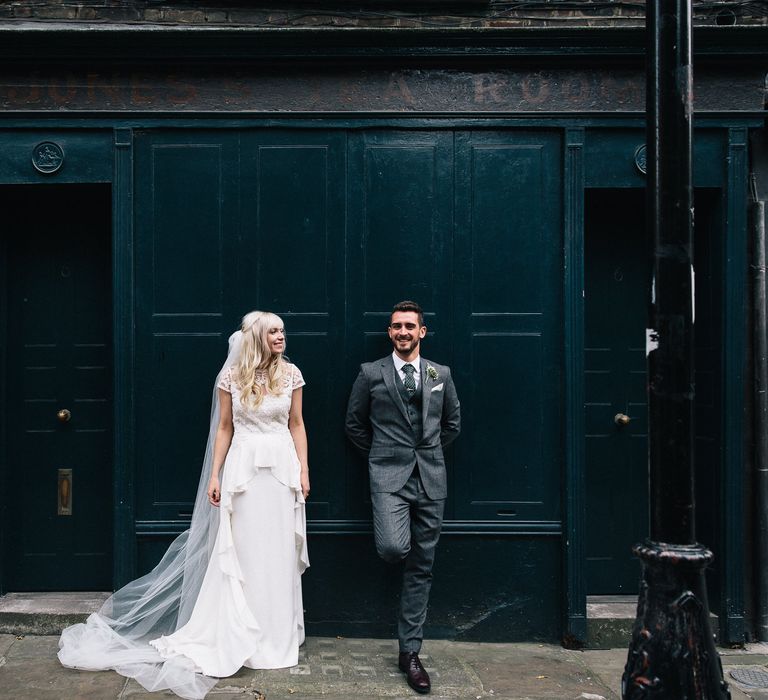 Bride in Alice Temperley Bluebell Gown | Groom in Reiss Suit | Stylish London Wedding | Eclection Photography