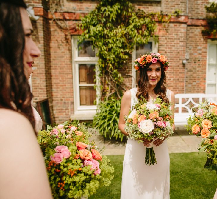 Bride In Brightly Coloured Flower Crown