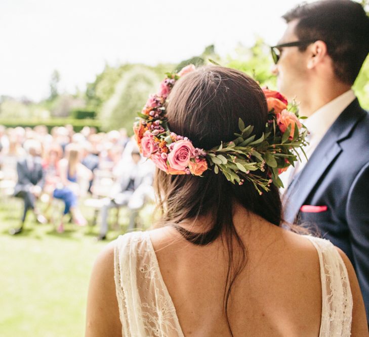 Bride In Brightly Coloured Floral Crown