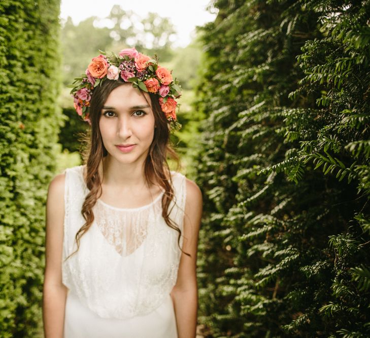 Bride With Brightly Coloured Floral Crown