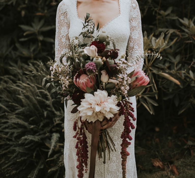 The Hyde Estate West Sussex | Florals | Boho Bride in Dreamers and Lovers Dress | Images by Louise Scott