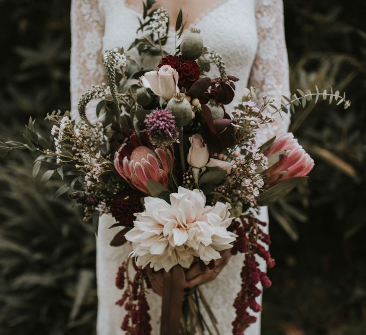 The Hyde Estate West Sussex | Florals | Boho Bride in Dreamers and Lovers Dress | Images by Louise Scott