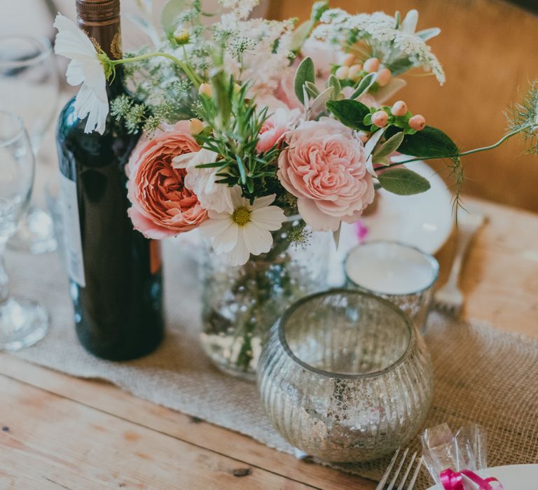 Wedding Flowers | Rustic Barn Pink Summer Wedding at Nancarrow Farm in Cornwall | Ross Talling Photography