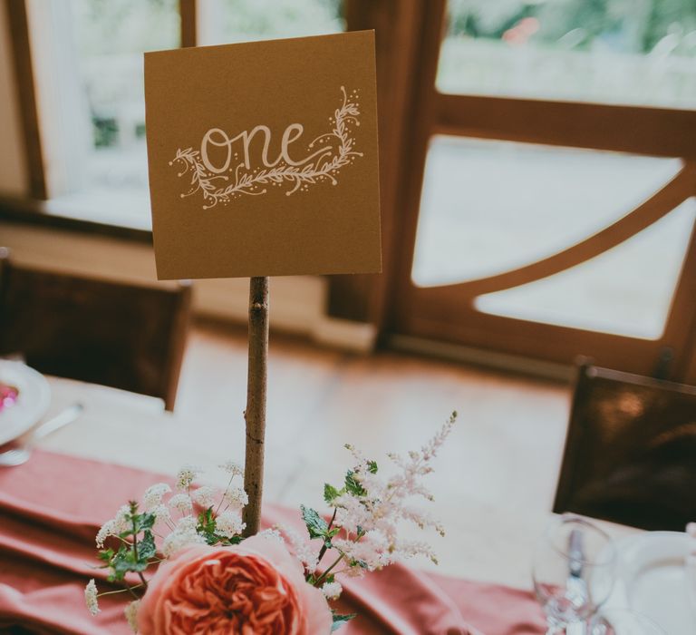 Table Name Card | Rustic Barn Pink Summer Wedding at Nancarrow Farm in Cornwall | Ross Talling Photography